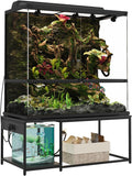 120 Gallon Reptile Tank Stand – 48'x24' Terrarium Stand for Stacked 4x2x2 PVC Tanks, Chameleon Cage, Ball Python Tank, Lizard Tank & Tall Reptile Enclosure with Power Outlets (Only Stand)