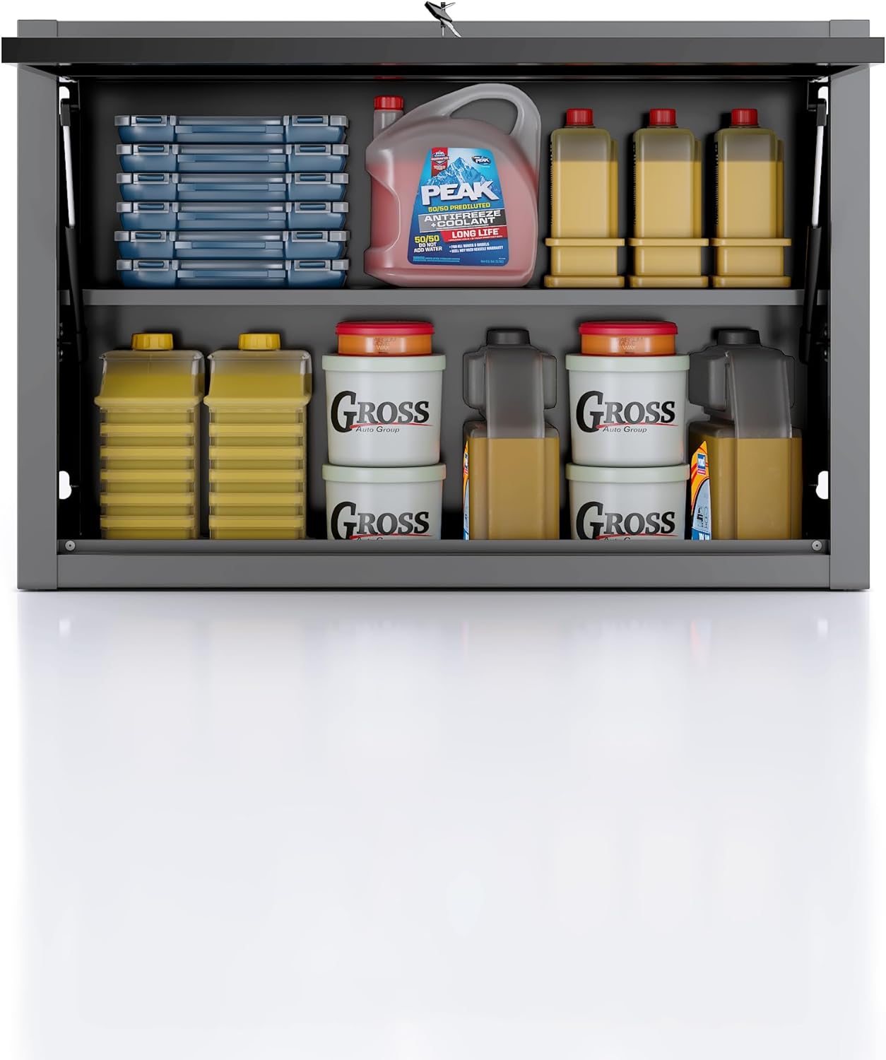 JZD Metal Wall Cabinet with Removable Shelf, Lockable Hanging Cabinet with Up Flip Door, for Kitchen Warehouse Utility Room Garage
