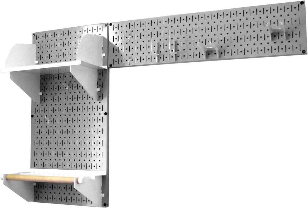 Wall Control Pegboard Garden Supplies Storage and Organization Garden Tool Organizer Kit with Gray Pegboard and White Accessories