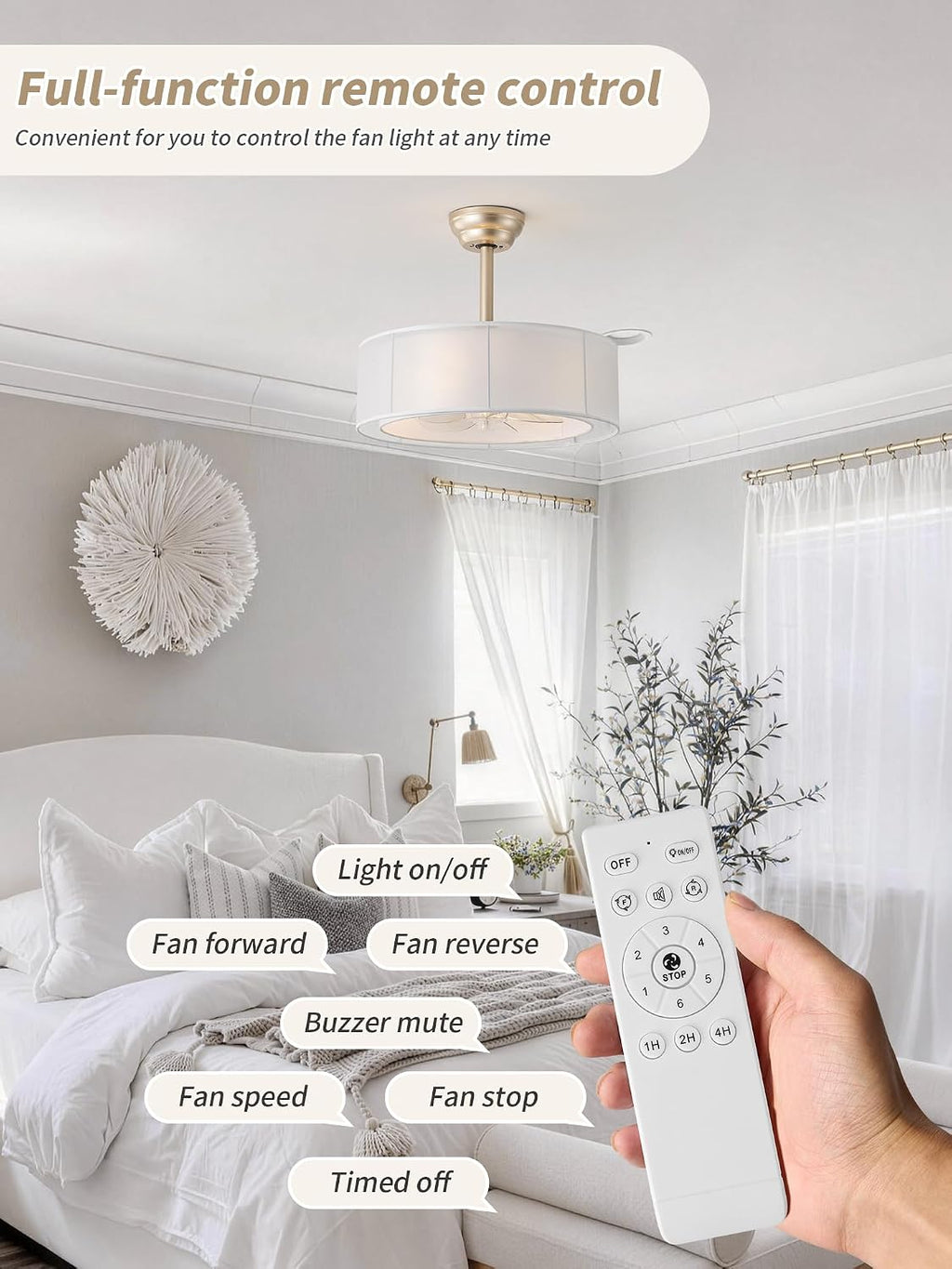 20' Caged Fandelier Ceiling Fans with Lights, Gold Boho Chandelier Ceiling Fan with Light Remote Control with 6 Speeds for Bedroom, Living Room, Nursery