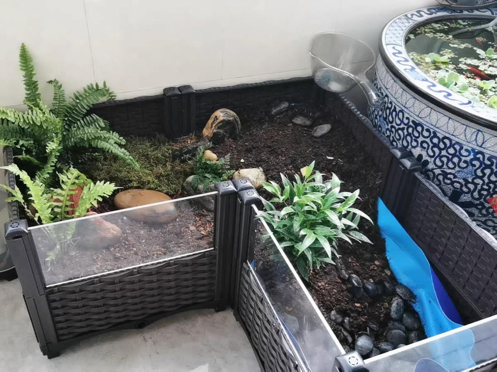 Tortoise Habitat & Reptile Enclosure – Indoor/Outdoor Turtle House with Leakproof Tray – Ideal for Pet Tortoises, Turtles & Amphibians – Breeding Box for Reptiles & Small Animals