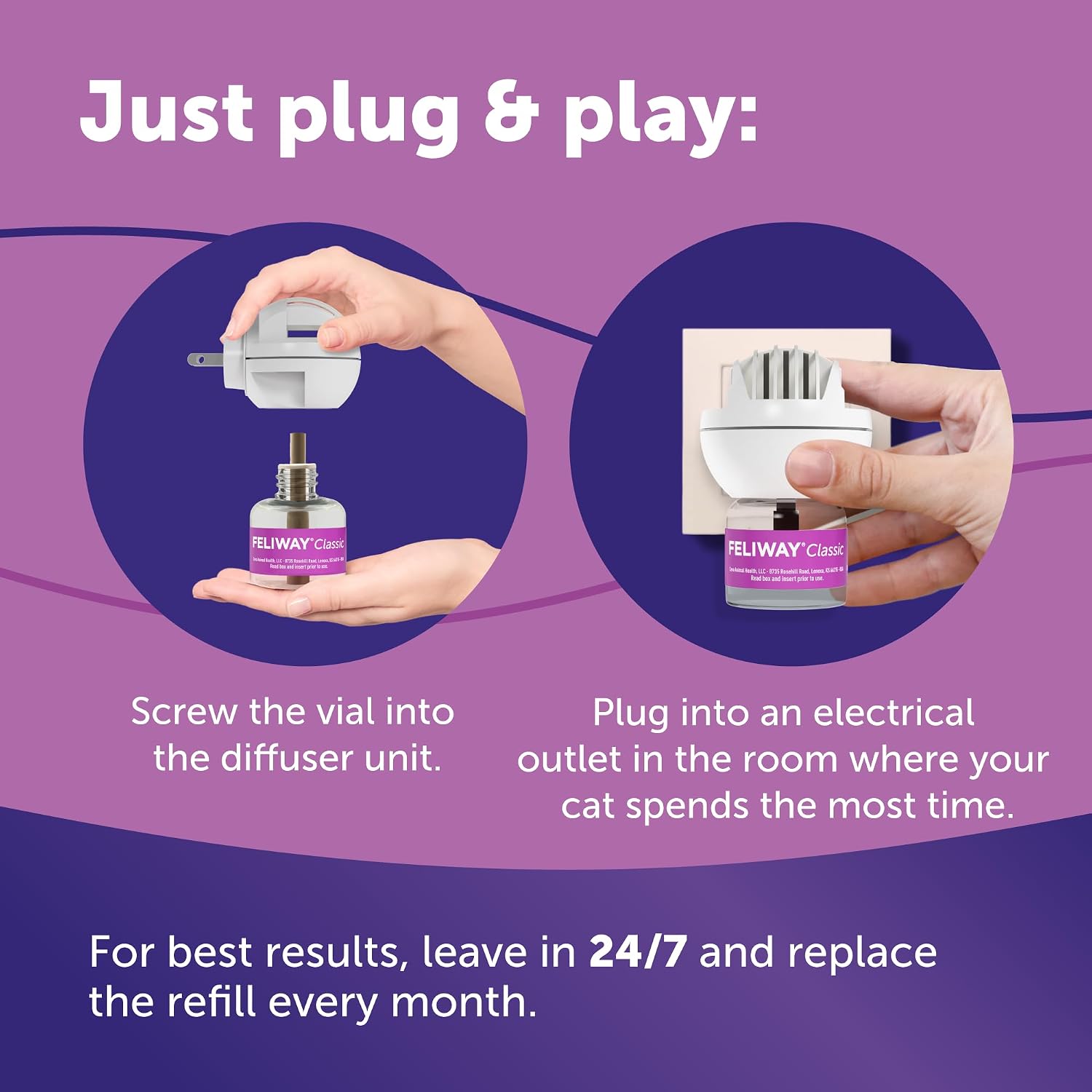 FELIWAY® Classic 30 Day Cat Calming Refills for Pheromone Diffuser,48ml Value Pack - Helps Reduce Common Signs of Stress in Cats & Kittens,Enhanced Calming,(Pack of 12)