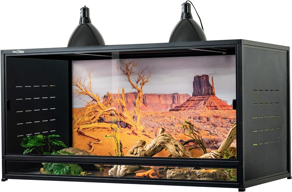 Reptile Tank 120 Gallon, 48'x24'x24' Large Reptile Enclosure for Bearded Dragon and Ball Python,Snake Terrarium with Heavy Duty Screen Front Sliding Tempered Glass Door, Combination Lock