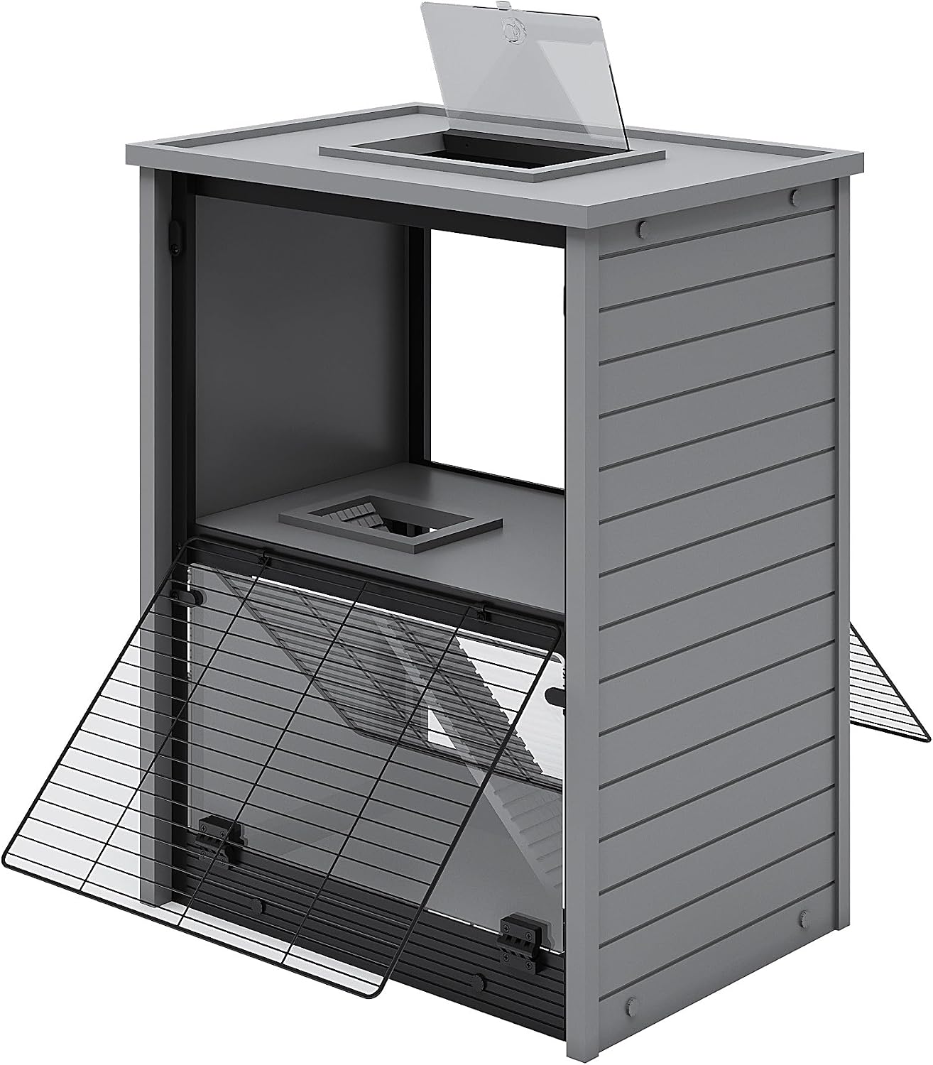 New Age Pet ECOFLEX Cozy Critter Hamster Villa, Two Level Small Animal Habitat for Hamsters, Gerbils & Mice with Burrowing Space and Clear Panels, Easy Clean Cage with ECOFLEX Material