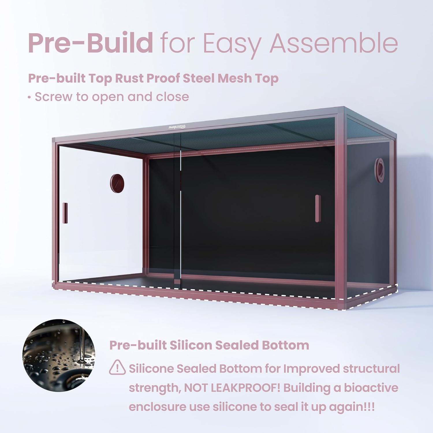 Phailozoo 120 Gallon Bearded Dragon Tank,Stackable Reptile Enclosure with Front Sliding Tempered Glass Doors,Easy Assembly Aluminum Frames Reptile Tank for Snake & Lizard