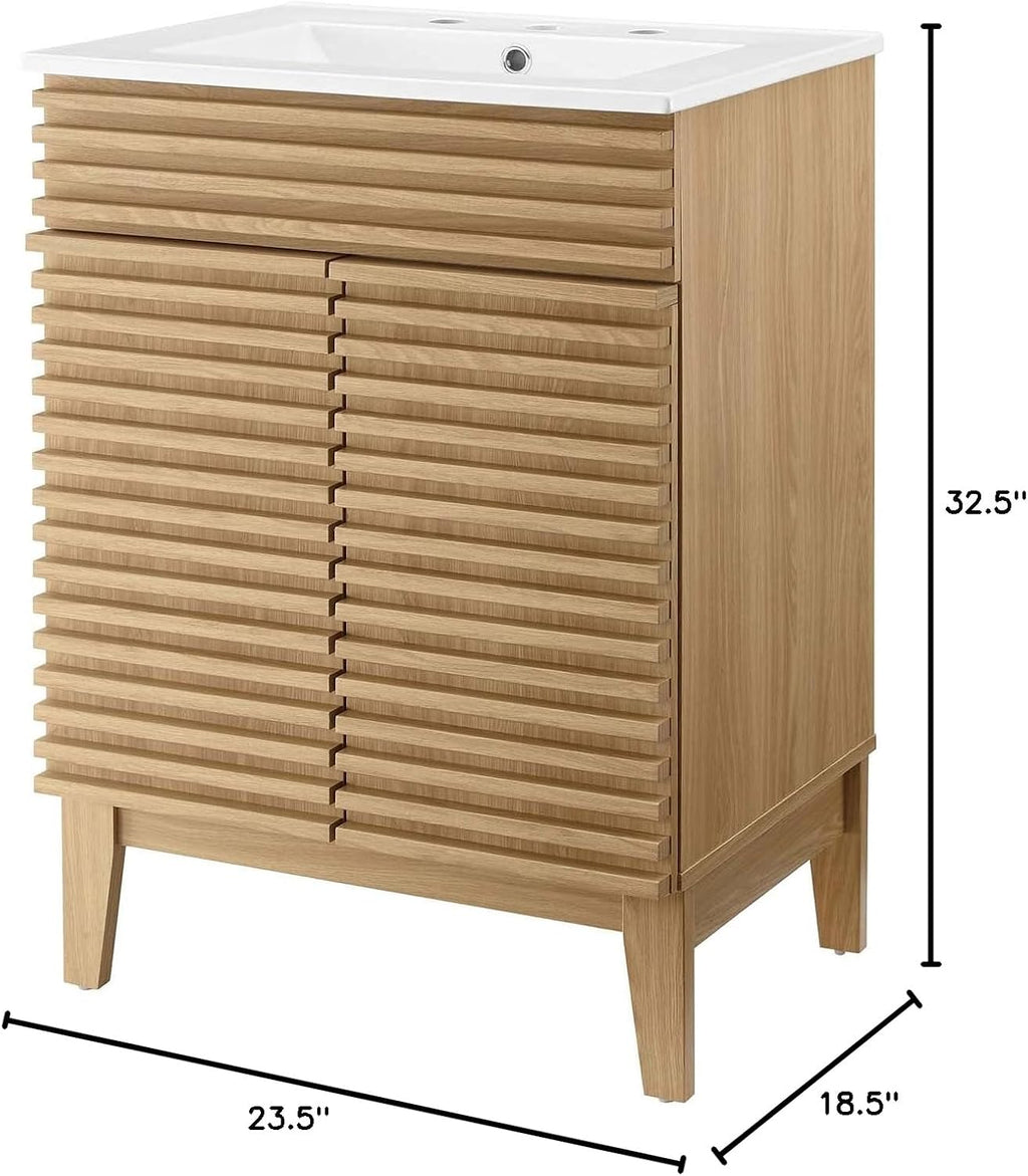 Sink Vanity Cabinet, Wood, Brown Oak White, Modern Contemporary, Hotel Bedroom Bathroom Master Suite