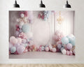 Trykid 20x10ft Pastel Balloon Arch Backdrop Soft Pink Blue Floral Whimsical Photography Background for Baby Shower Birthday Event Party Decoration Photo Booth Prop Fabric