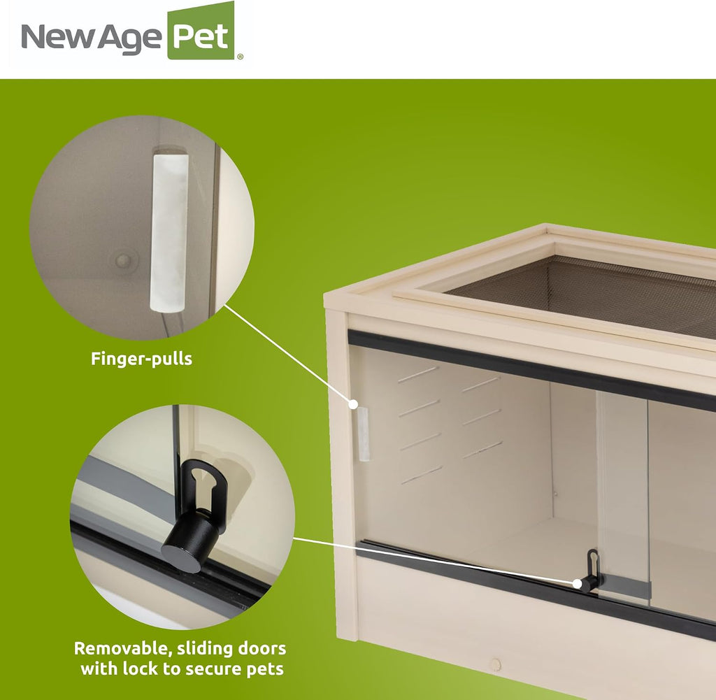 New Age Pet ECOFLEX 36' Wide Medium Reptile Habitat, Mojave Lounge for Snakes, Tortoises & Lizards in Maple, Black & Grey, Easy Assembly, Sliding Glass Doors & Mesh Top