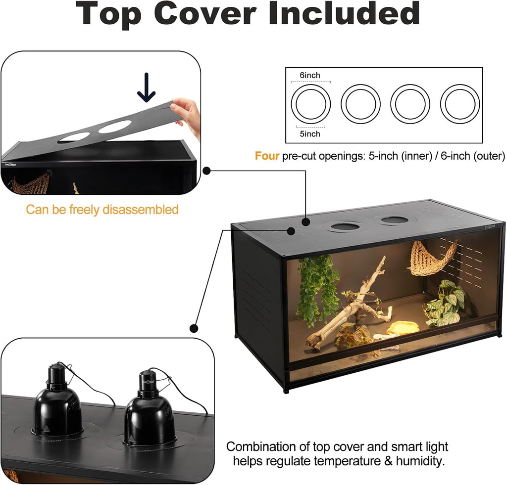 Reptile Terrarium 40''x16''x16'' ToxiRium Large PVC Reptile Enclosure 44 Gallons for Bearded Dragon Gecko Lizard Snake, Wide Breeding Vivarium Area with Sliding Doors Lock