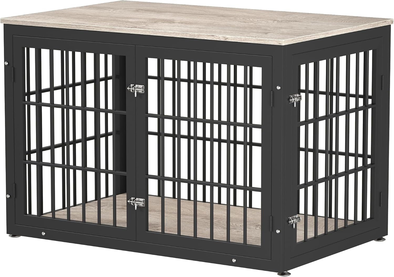 rehomerance 48 Inch Heavy Duty Dog Crate Furniture for Large and Medium Dogs, Decorative Pet House End Table, Wooden Cage Kennel Furniture Indoor, Grey