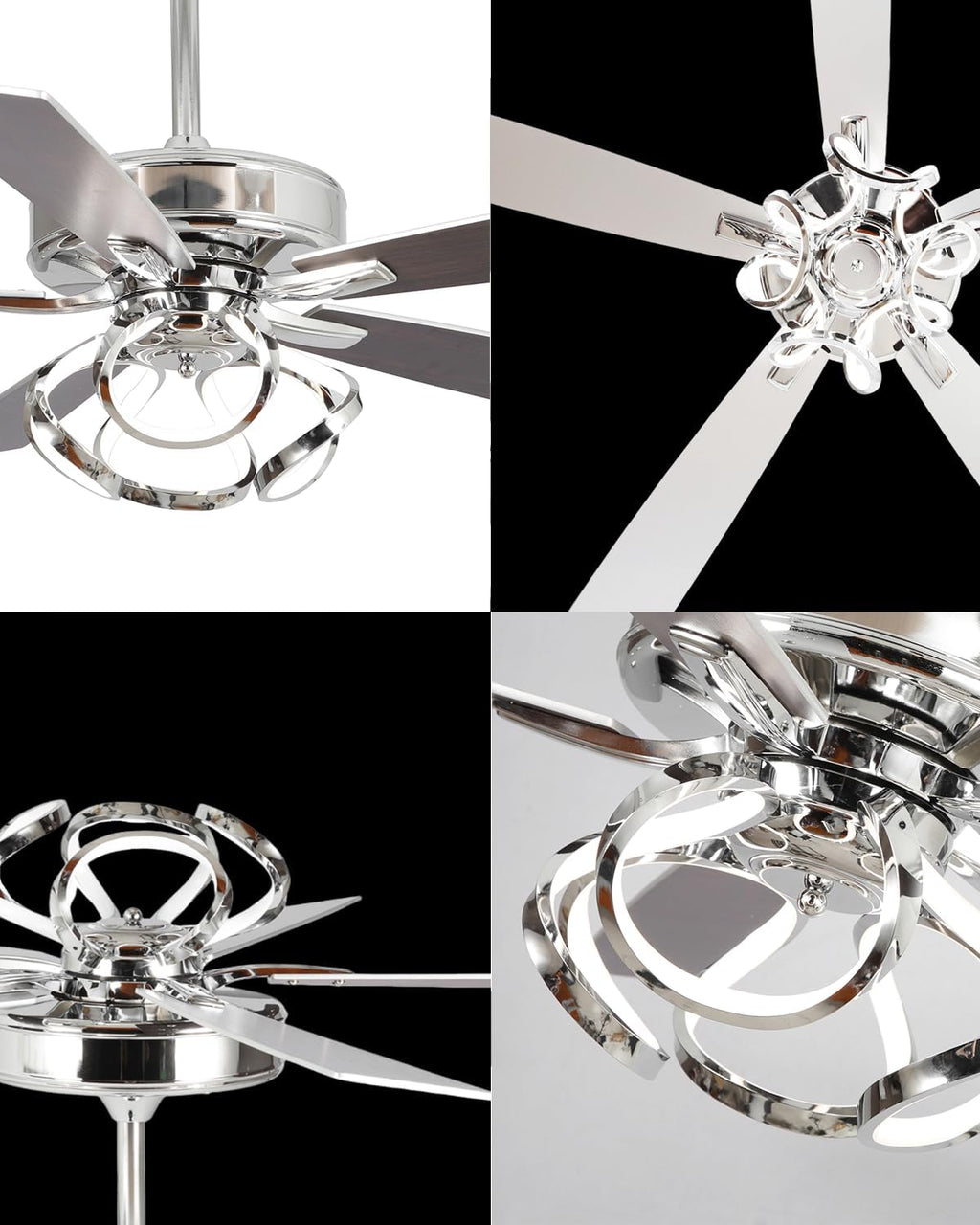 Ceiling Fans with Lights and Remote - Modern Silver Ceiling Fan with Light and Remote, 3CCT, 6 Speeds, Quiet, Dual-Sided Reversible Blades Indoor Outdoor Chandelier Fan for Bedroom Living Room