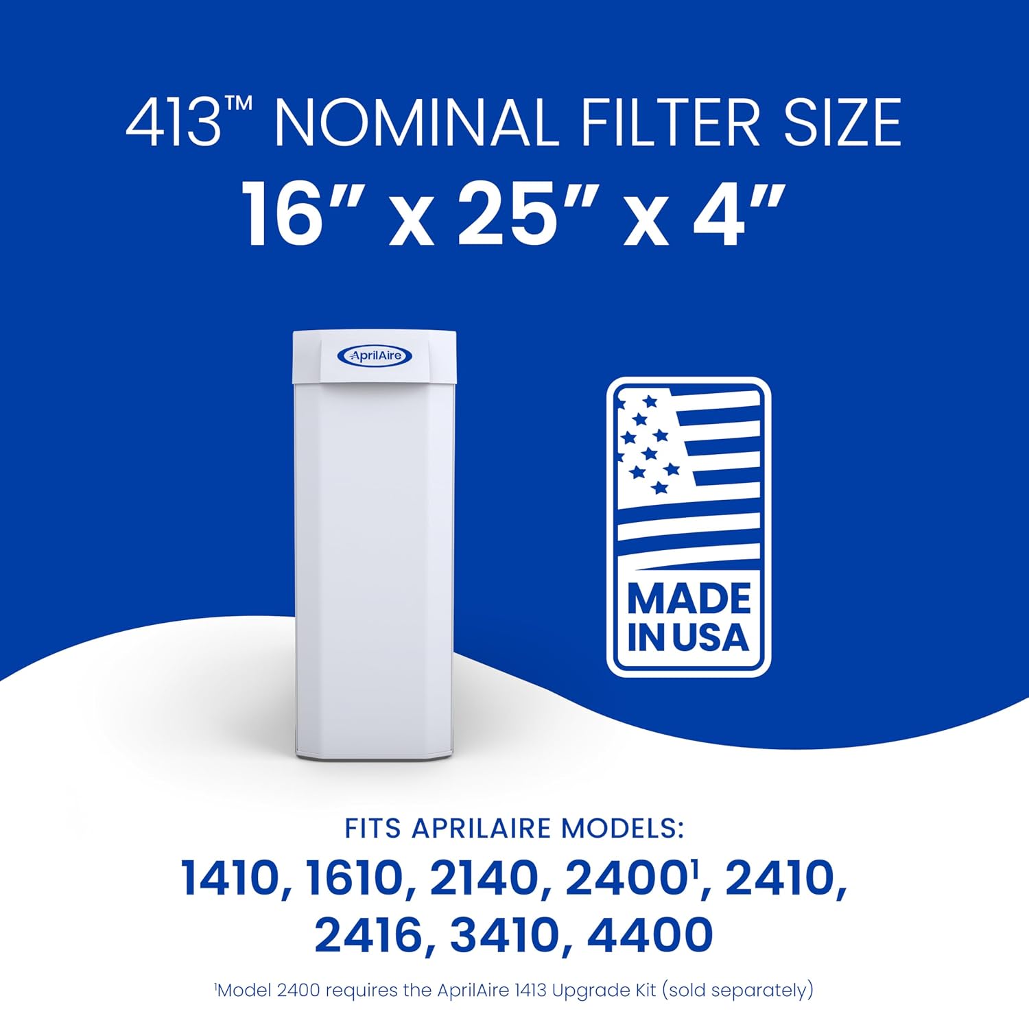 Genuine AprilAire 413 Replacement Filter for AprilAire Whole House Air Purifiers - MERV 13, Healthy Home Allergy, 16x25x4 Air Filter (Pack of 4)