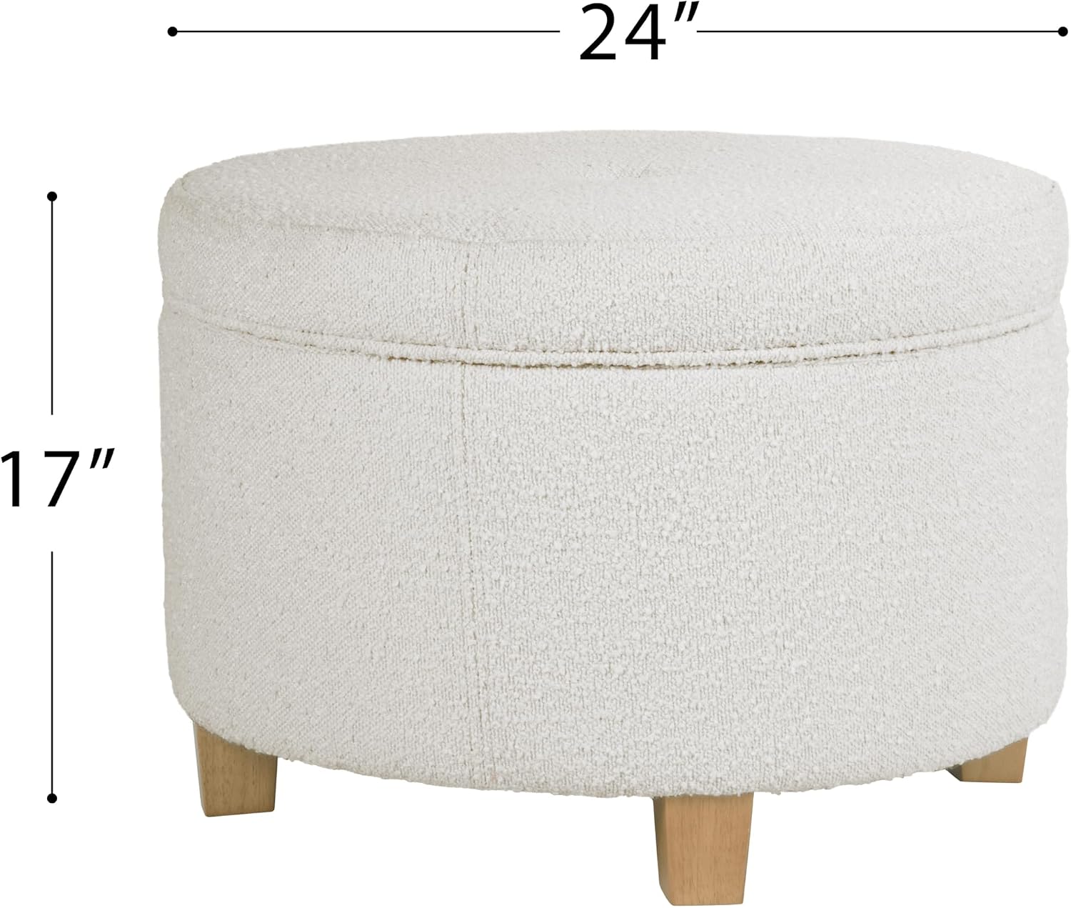 HomePop 24' Large Round Storage Ottoman - Cream Boucle