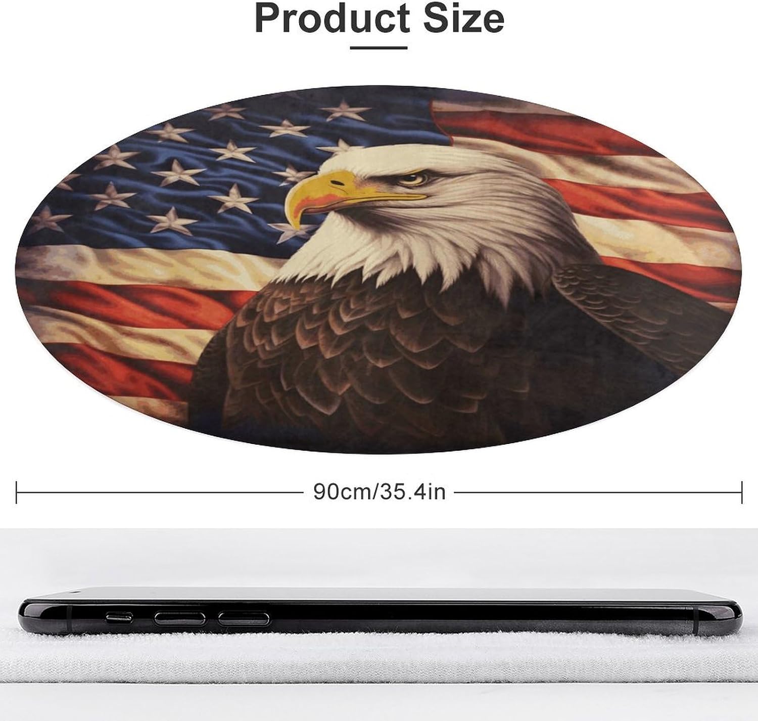 Flag and Eagle Coral Velvet Round Floor Mat Non-Slip Bath Rug Floor Covering for Bathroom Vanity Guest Suite & Vacation Home