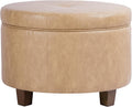 HomePop 24' Large Leatherette Storage Ottoman - Sand Faux Leather