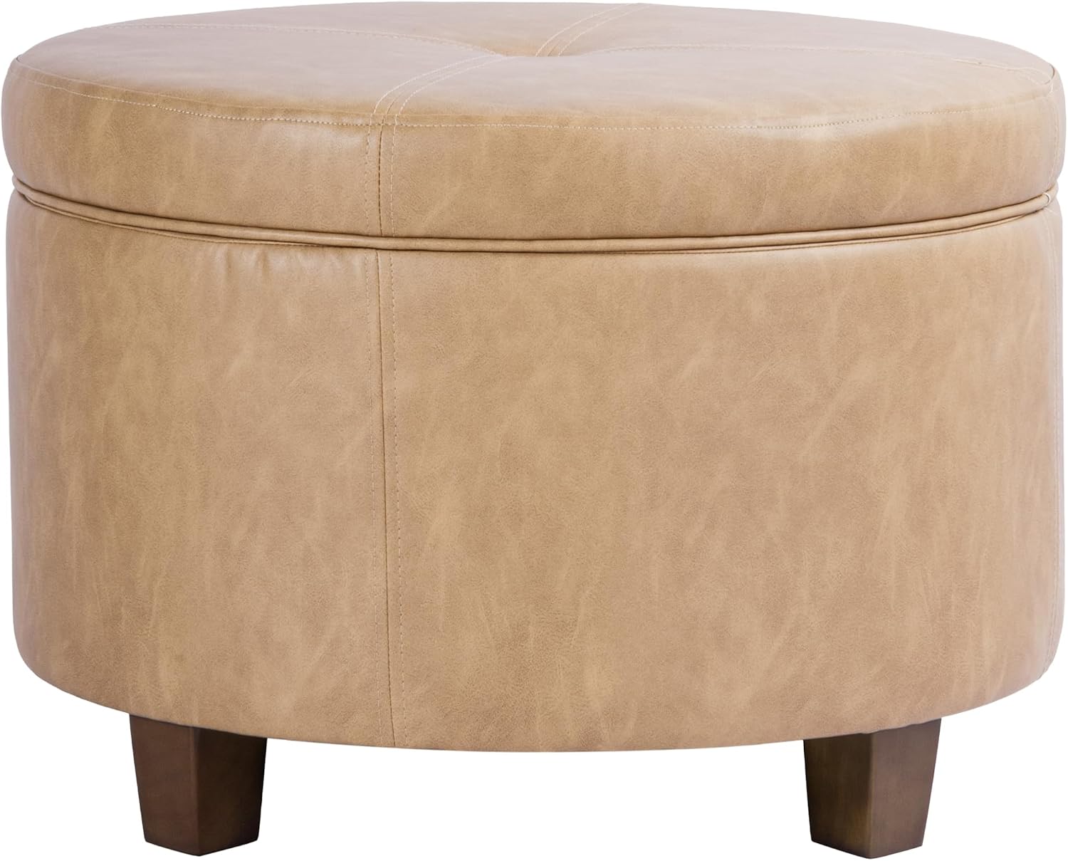 HomePop 24' Large Leatherette Storage Ottoman - Sand Faux Leather