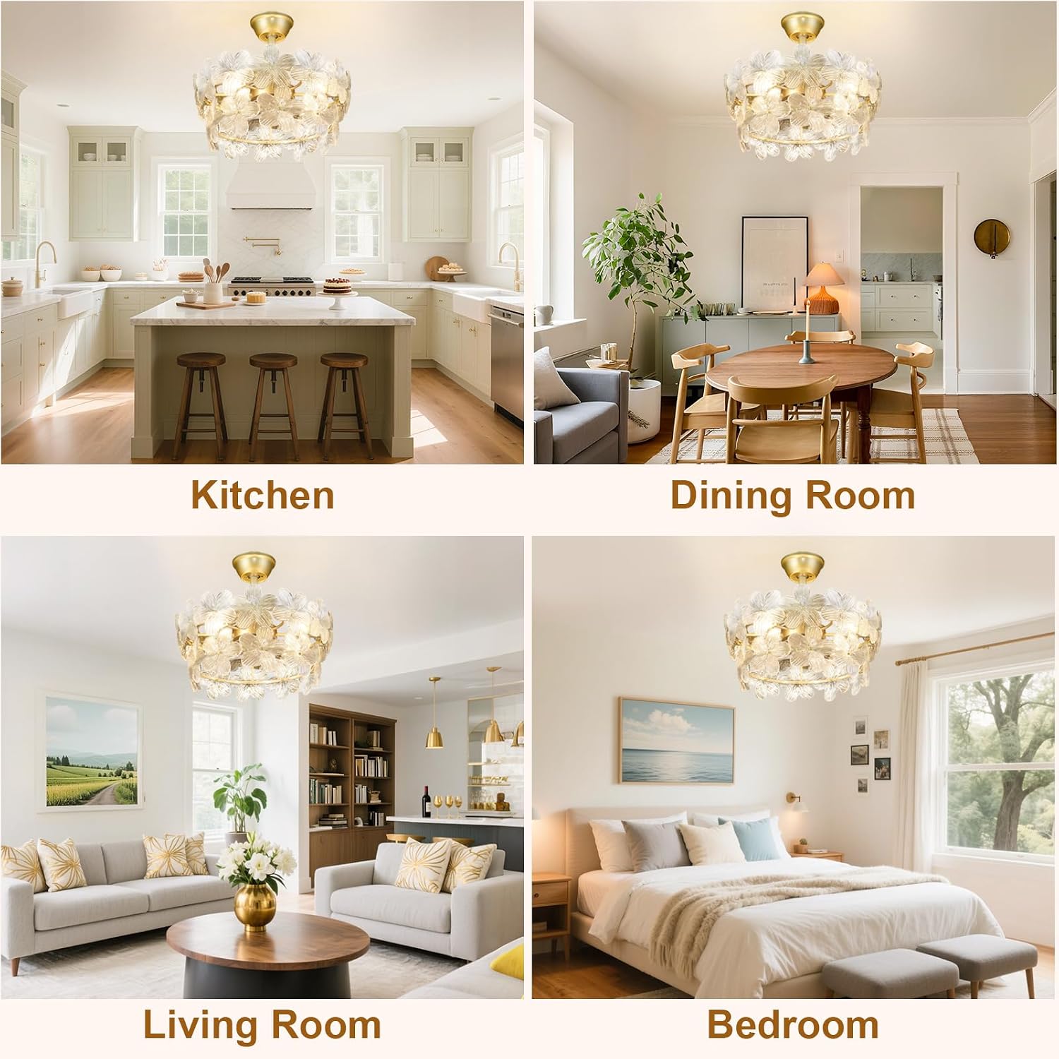 Depuley Bedroom Ceiling Fan with Lights: 20' Gold Chandelier Small Fan with Remote Control - Modern Flower Fandelier for Girl's Bedroom Living Room Nursery (E26 Bulbs Not Included)