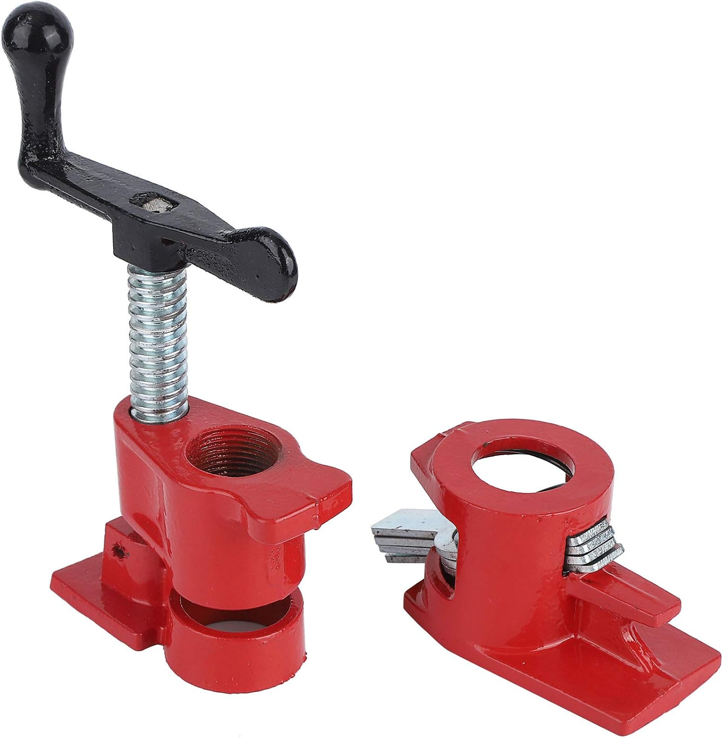 3/4 Inch Heavy Duty Wood Metal Pipe Clamp Set, Quick Release Wide Base Iron, 4 Pieces - Durable Cast Iron, Ergonomic Handle, Ideal for Woodworking and Cabinetry