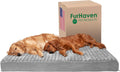 Furhaven Memory Foam Dog Bed for Large Dogs w/ Removable Washable Cover, For Dogs Up to 125 lbs - Ultra Plush Faux Fur & Suede Mattress - Gray, Jumbo Plus/XXL