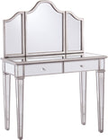 SEI Furniture - Kalla Mirrored Vanity Set with Storage - 2 Piece - Silver - Transitional Design - Ideal for Bathroom, Master Suite (HZ7581)