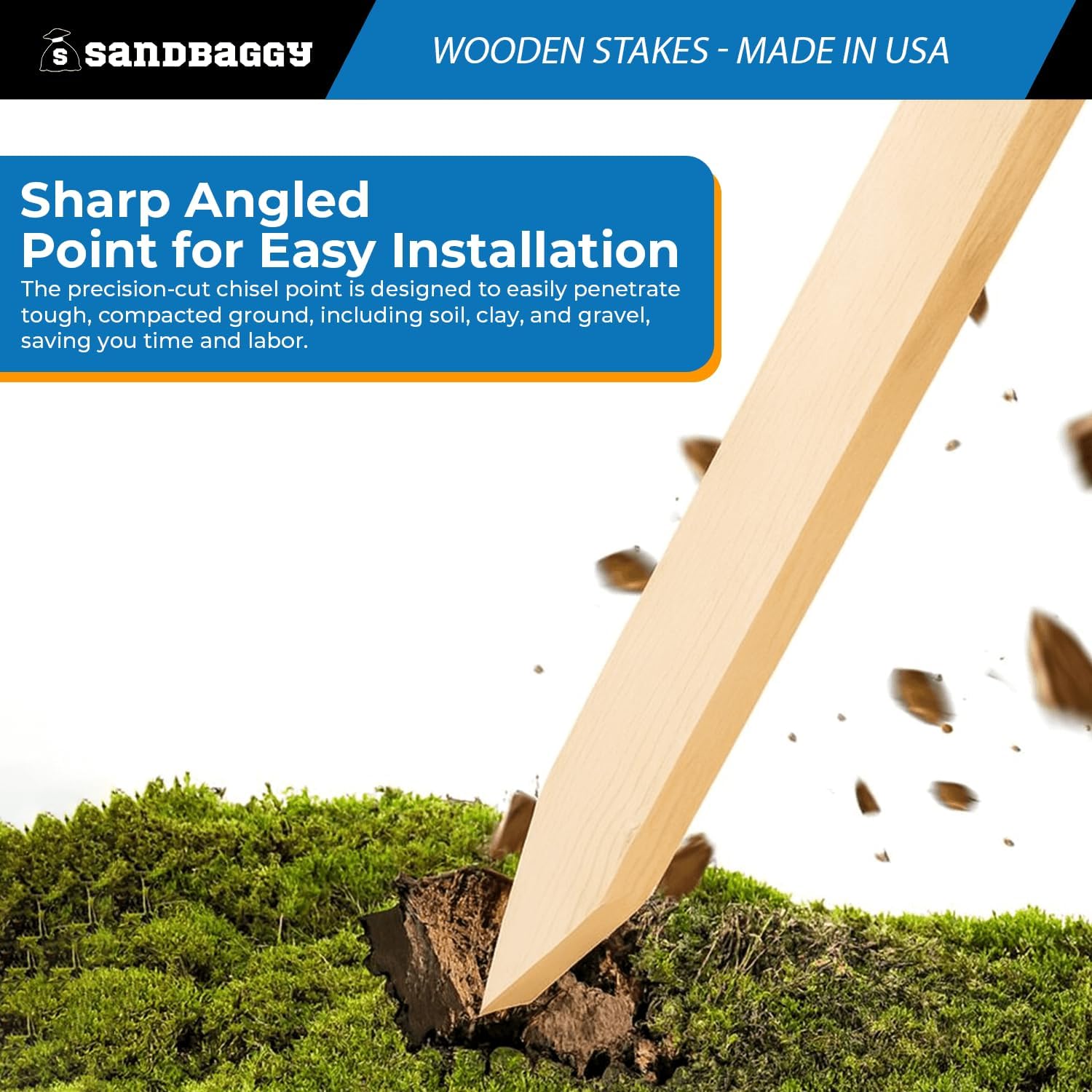 Sandbaggy 48' Wooden Grading Stakes - Made in The USA - 2' Thick Heavy Duty for Construction, Gardening, Surveying, Concrete Forms - Douglas Fir Wood (750 Stakes - 1 Pallet, 2' x 2' x 48')