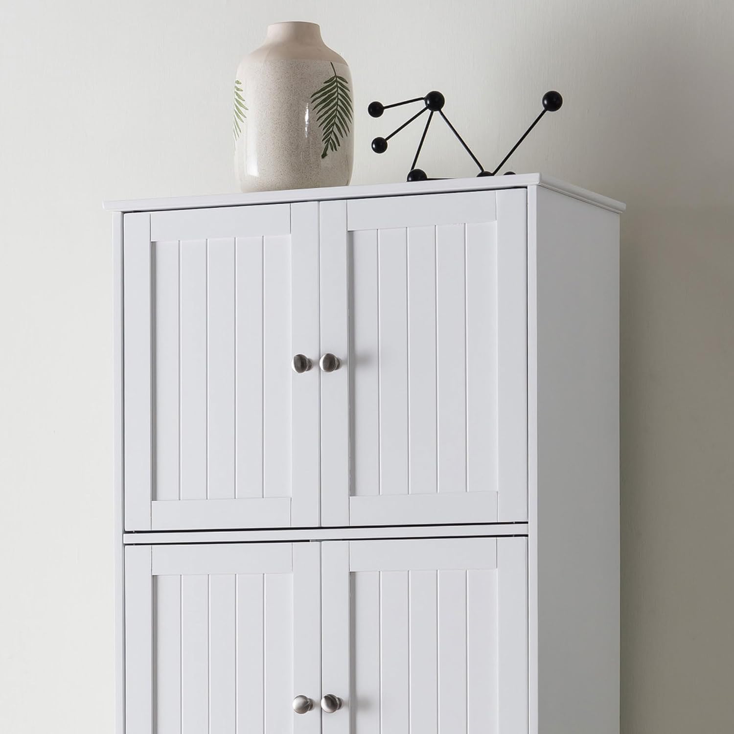 Kings Brand Furniture - Lyons 4-Tier 68' Kitchen Pantry Storage Cabinet with 8 Doors, White