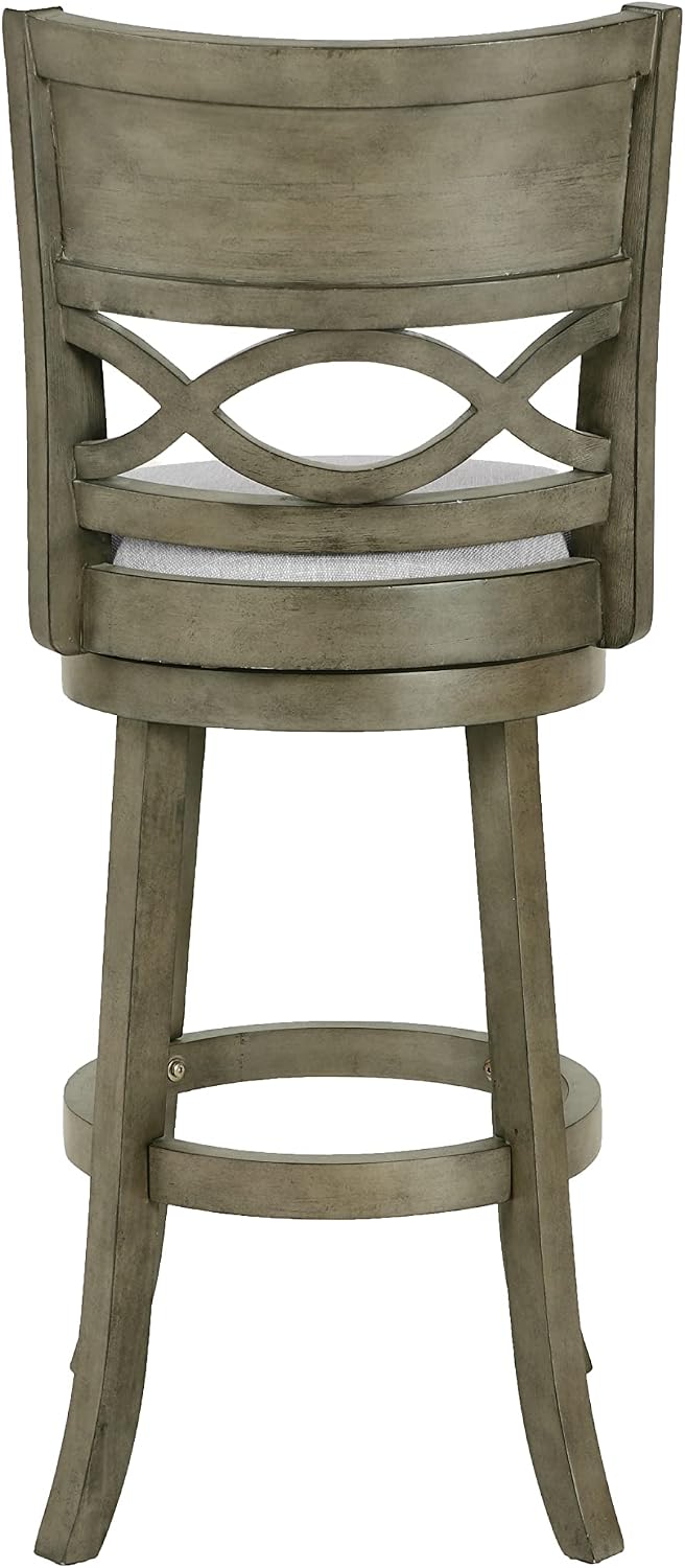 New Classic Furniture Manchester Pub Height Swivel Bar Stools, Set of 2, 29-Inch, Fabric Upholstered Seat & Back Rest, Gray