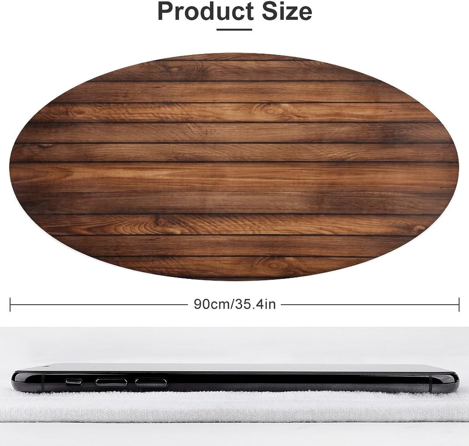 Brown Wooden Coral Velvet Round Floor Mat Non-Slip Bath Rug Floor Covering for Bathroom Vanity Guest Suite & Vacation Home