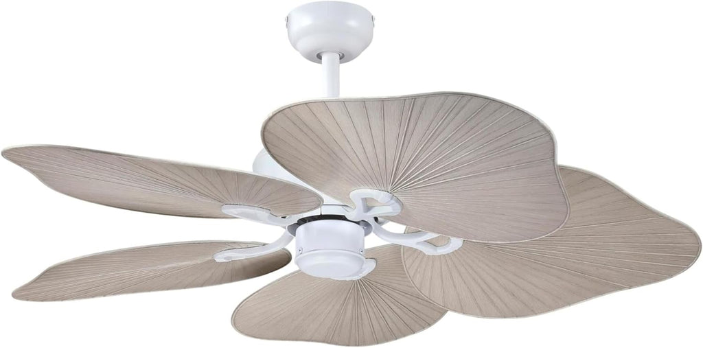 Westinghouse Lighting Oasis Tropical Ceiling Fan, 44 Inch Indoor/Outdoor Ceiling Fan with Remote Control, Matte White Finish, DC Motor