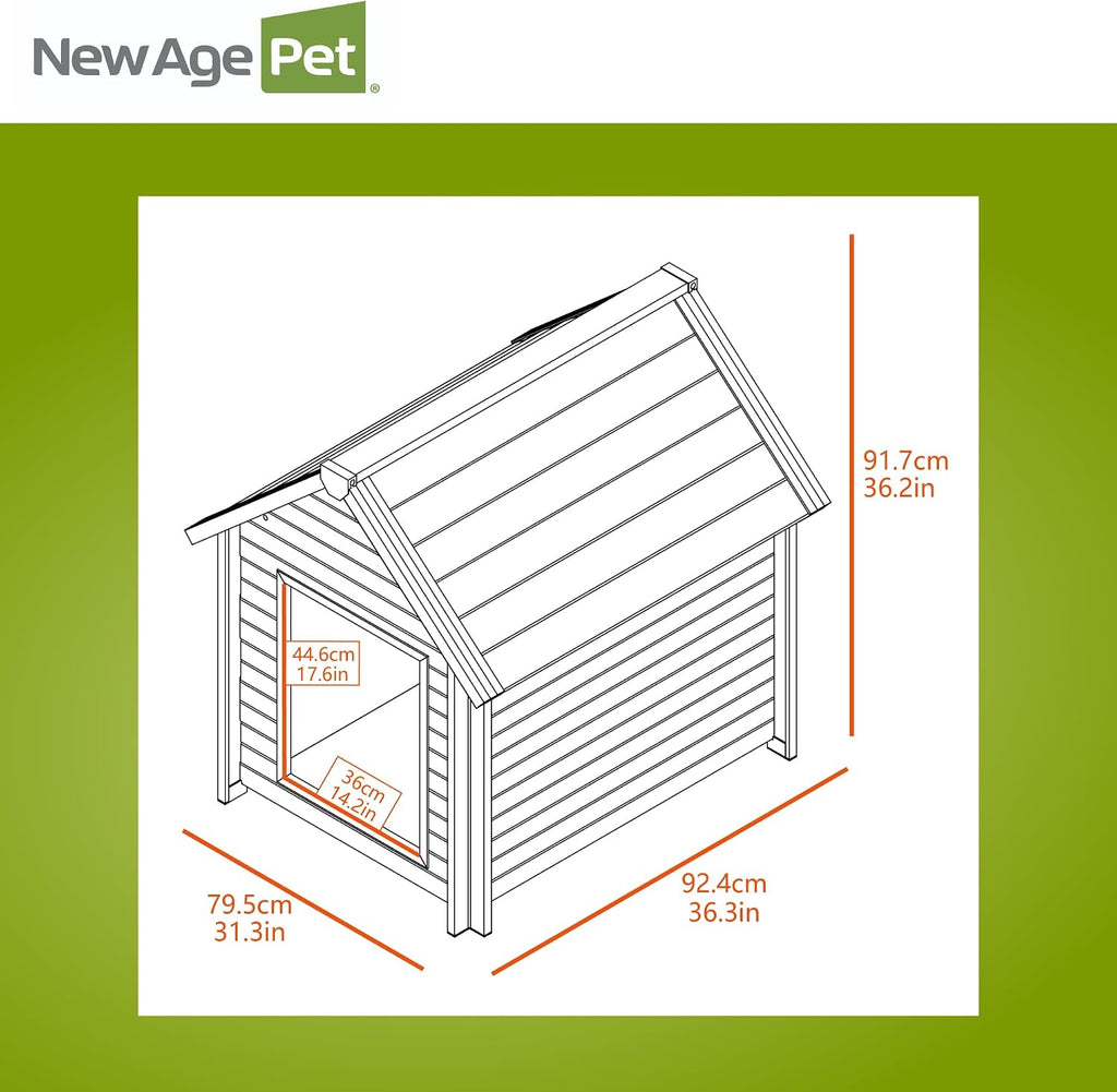 New Age Pet ECOFLEX Bunk Style Dog House for Large Dogs Weather Resistant, Non Toxic, Easy Assembly in Grey