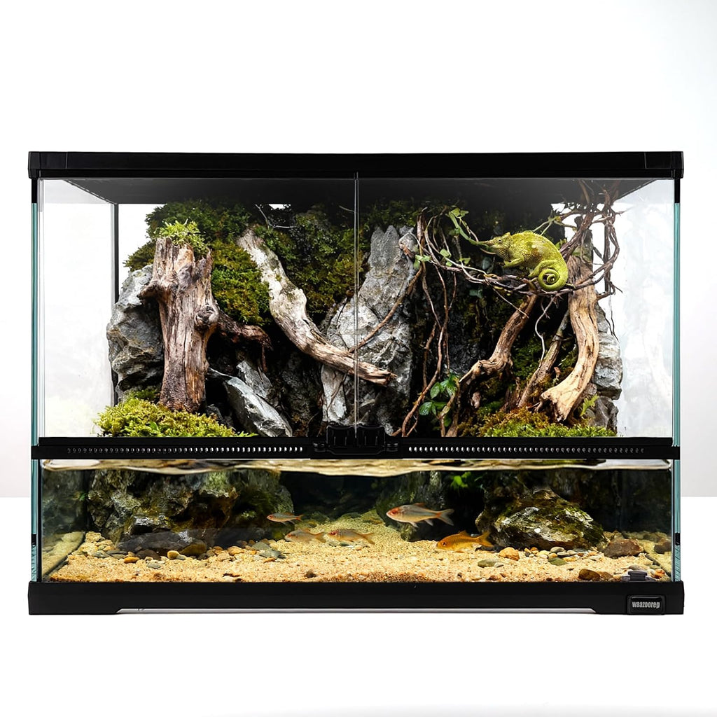 17 Gallon Reptile Glass Tank 20'x14'x14' with Drainage Hole - Pre-Assembled Reptile Cage Enclosure for Turtle,Tortoise,Hermit Crab,Bearded Dragon,Gecko,Lizard,Snake,Spider,Fish,Tarantula
