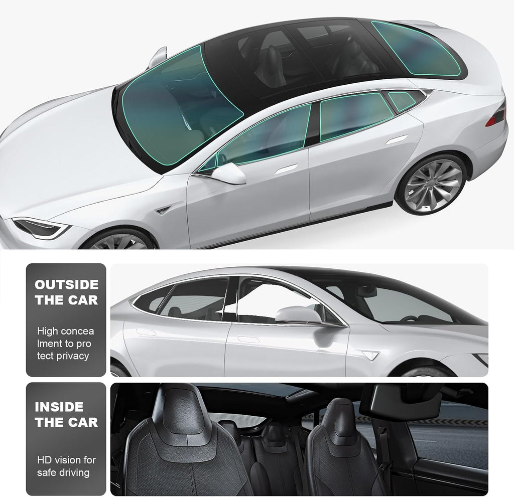 Precut Window Film Tint for Tesla Model S 2014-2019 Kit All Sides Privacy Block Infrared UV Rays Sun Blocking Protection (Side Windows 20% + Rear Windshield 20% + Front Windshield 80%)