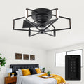 Low Profile Ceiling Fan with Lights and Remote, 21 Inch Flush Mount Black Ceiling Fan for Bedroom, Entryway, Hallway, 6-Speed DC Motor, Reversible 3 Blades, Dimmable LED, 3 Color Temperatures