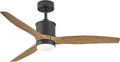 Hinkley Hover 52' Indoor/Outdoor Smart Ceiling Fan with Light and Remote, Modern Propeller Style with Composite Fan Blades, Integrated LED, Matte Black and KOA wood blades