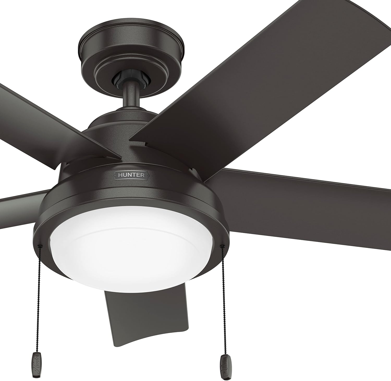 Hunter Fan 44 inch Casual Noble Bronze Outdoor Ceiling Fan with LED Light Kit and Pull Chain (Renewed)