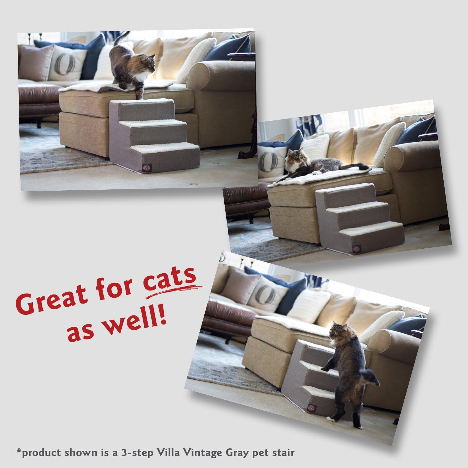 Majestic Pet Portable Pet Stairs | Soft Sherpa Steps Foam Feeling | Steps for Dogs & Cats | Dog & Cat Ramp | Indoor Only | Max Weight: up to 250 Lbs, 4 Step, Jackson Heathered Soft Blush