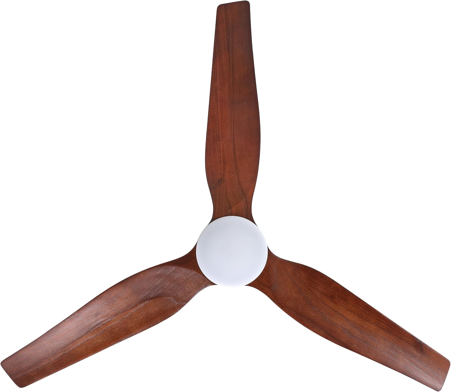 LEDLUX 52' Ceiling Fan with Light - Low Profile Flush Mount Ceiling Fan, 6-Speed Remote Control, Solid Wood, Quiet Reversible DC Motor,Walnut/Black Finish, for Bedroom, Living Room, Porch