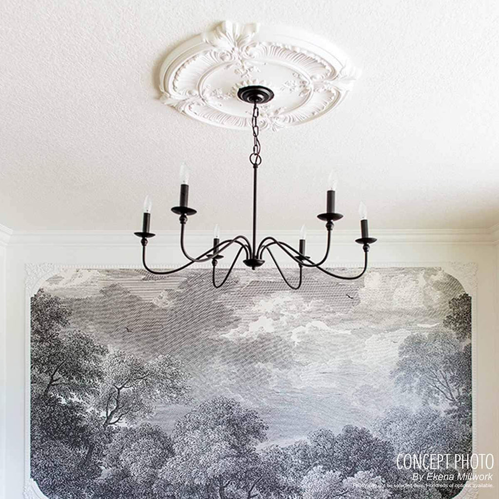 Ekena Millwork CM12CLSLS 12 3/8'OD X 4'ID X 1 1/8'P Classic Ceiling Medallion Fits Canopies Up to 7 1/4', Silver