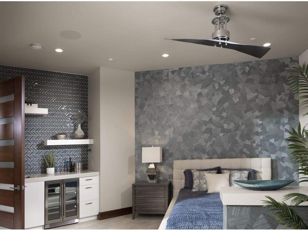 Progress Lighting P2570-15 Protruding Mount, 2 Black Blades Ceiling fan, Polished Chrome, 18.13x56.00x56.00