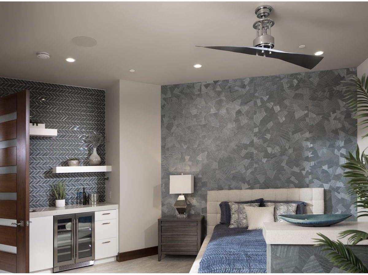 Progress Lighting P2570-15 Protruding Mount, 2 Black Blades Ceiling fan, Polished Chrome, 18.13x56.00x56.00