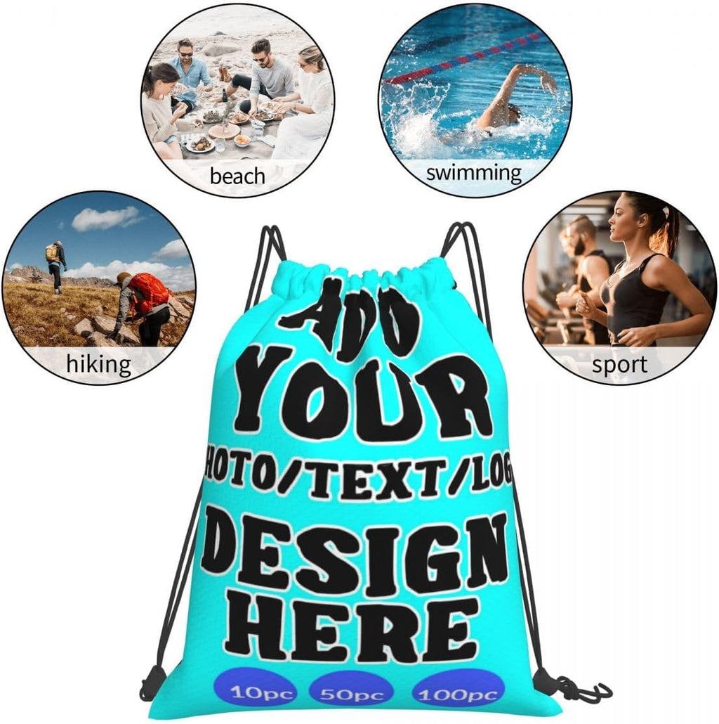 Custom Drawstring Backpack Set Of 10/50/100 Personalized Draw String Back Bag With Your Logo for Gym, Travel & Everyday Style12