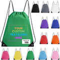 Custom Bags With Logo 100 Pack,Promotional Items Personalized Drawstring Backpack Bags Great for Gym and Everyday Use (Green)