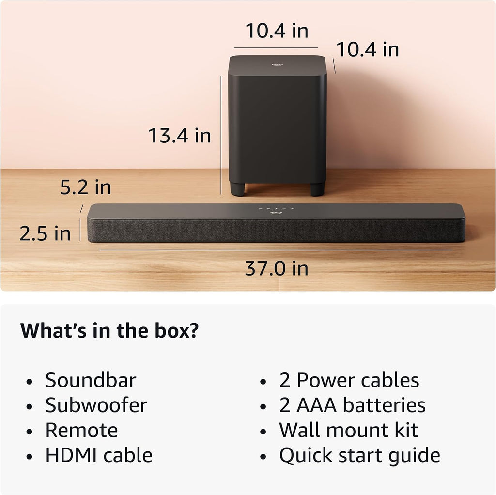 Amazon Fire TV Soundbar Plus with subwoofer (newest model), 3.1 channel, Dolby Atmos, DTS:X, clear dialogue