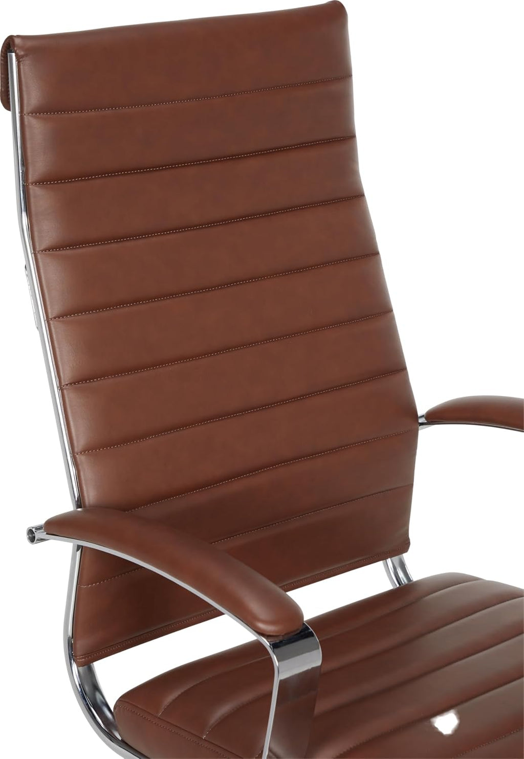 Amazon Basics High-Back Swivel Office Chair with Lumbar Support, Ergonomic Ribbed Faux Leather, Adjustable Height, 24.75'D x 23.25'W x 45.25'H, Brick Red