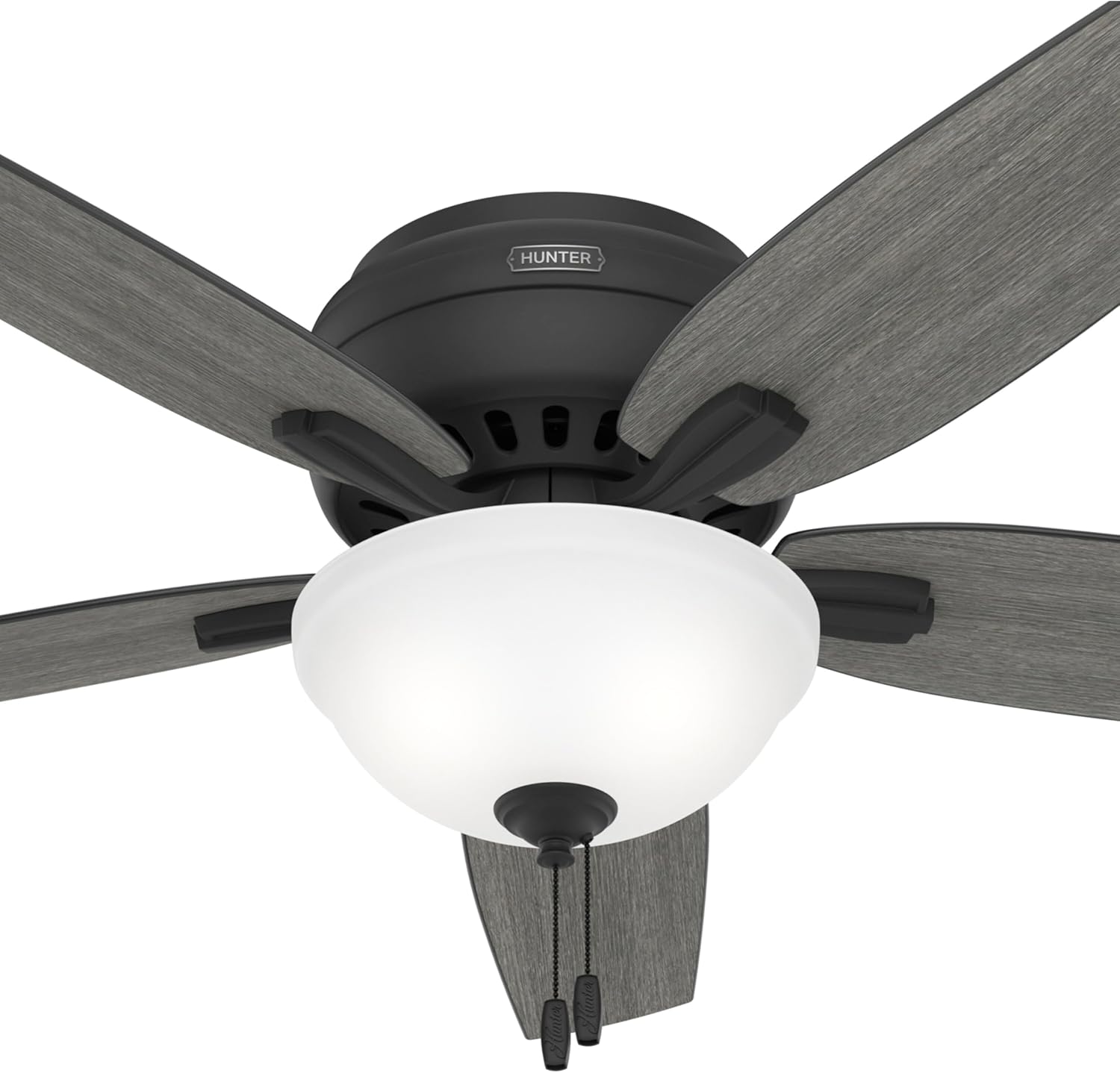 Hunter 52-Inch Ceiling Fan with Lights and Pull Chain - Matte Black, Reversible Blades, Indoor for Kitchen, Bedroom, Living Room (Renewed)