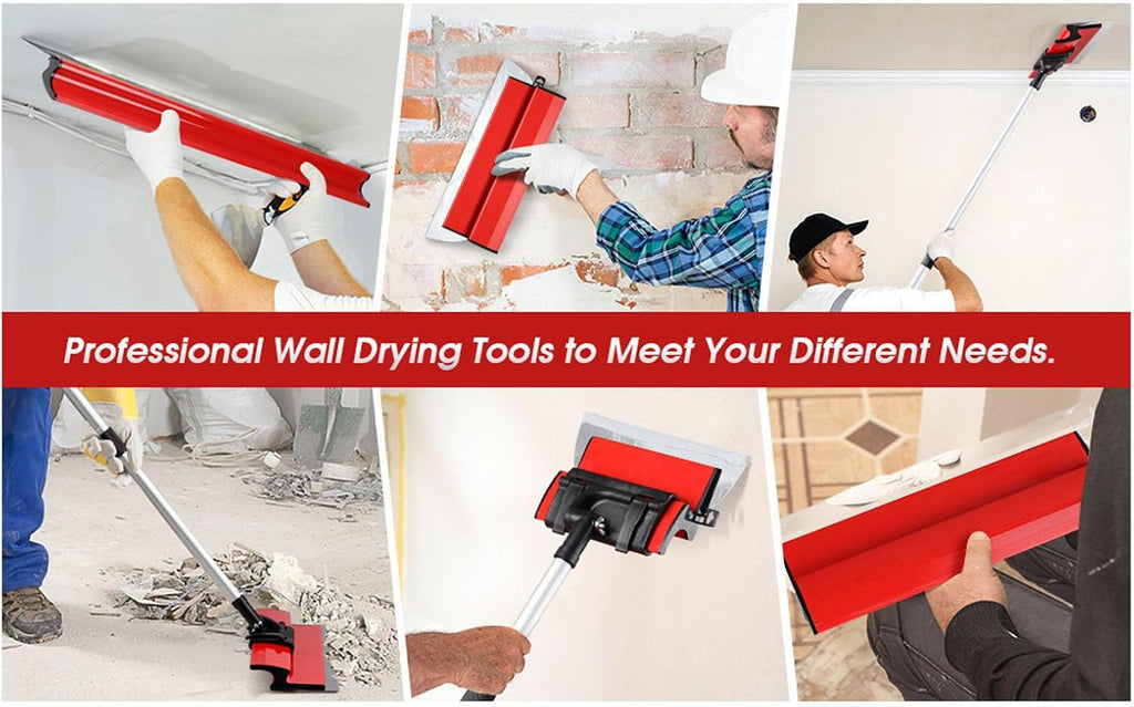 Drywall Skimming Blade Set Stainless Steel Skimming Blades Smoothing Spatula with Telescopic Pole for Wall and Ceiling