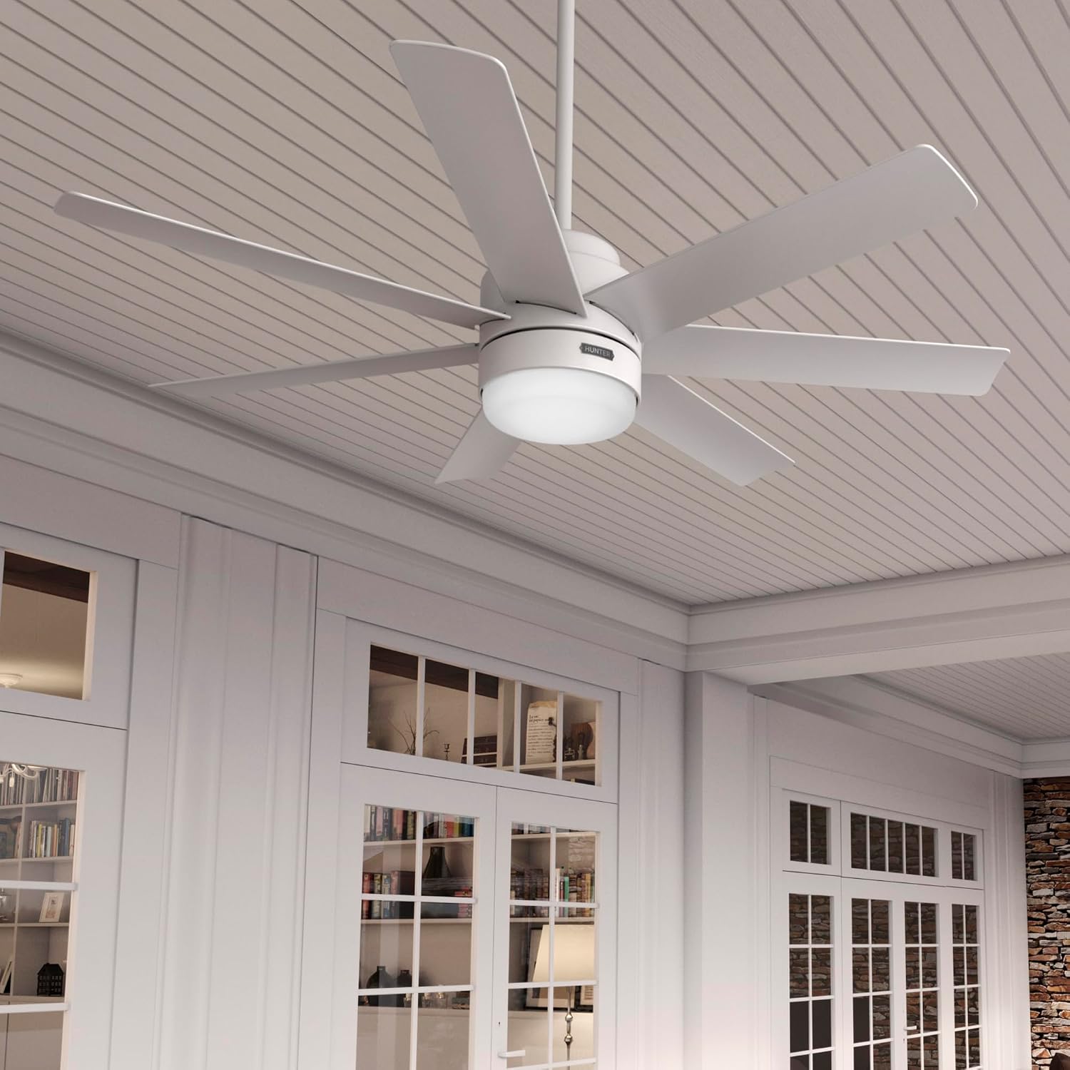 Hunter Brazos Outdoor with LED Light 52 inch Fresh White - Fresh White