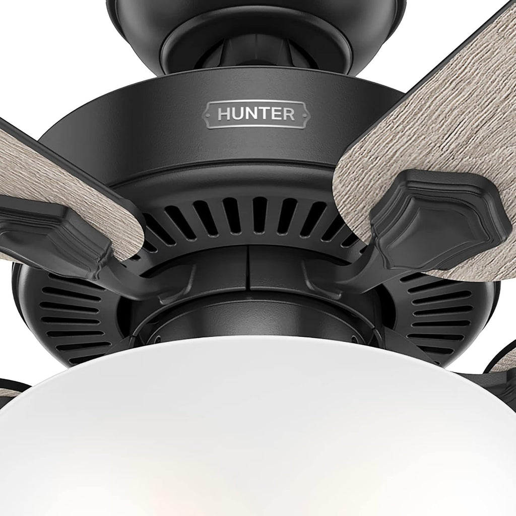 Hunter Fan 52 Inch Casual Matte Black Finish Indoor Ceiling Fan with LED Light Kit and Pull Chain (Renewed)