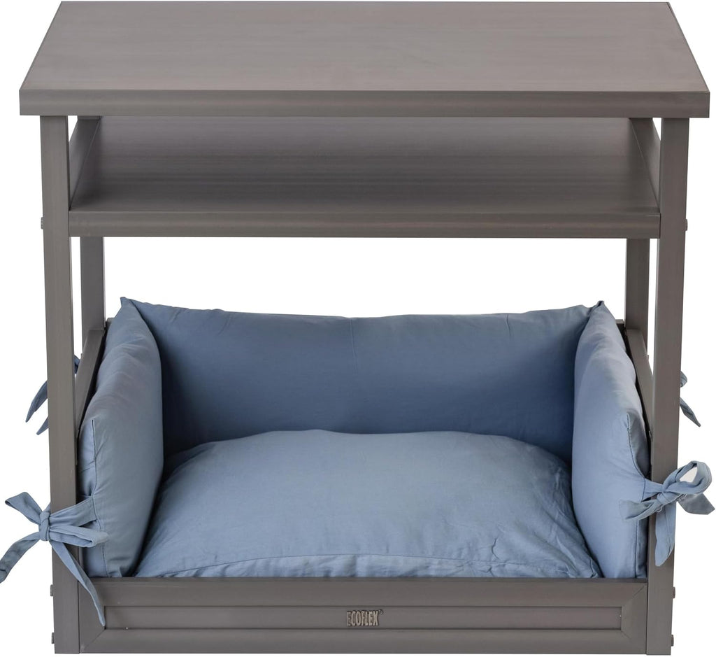 New Age Pet ECOFLEX Nightstand Dog Bed, Indoor Pet Bed with Moisture Resistant Frame & Soft Cushion, Tool Free Assembly, Grey