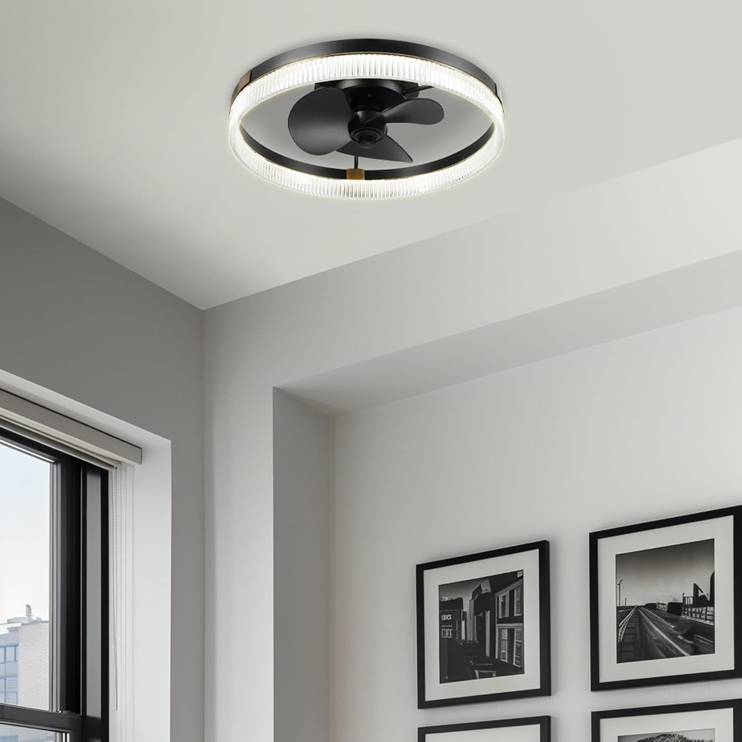 Globe Electric 37000113 20' Ceiling Fan with LED Light, Remote Control, WhisperQuiet DC Motor, 6 Speeds, Matte Black